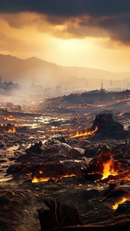 forest fire spreads across mountainous terrain during sunset