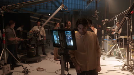 film crew working on a professional production set