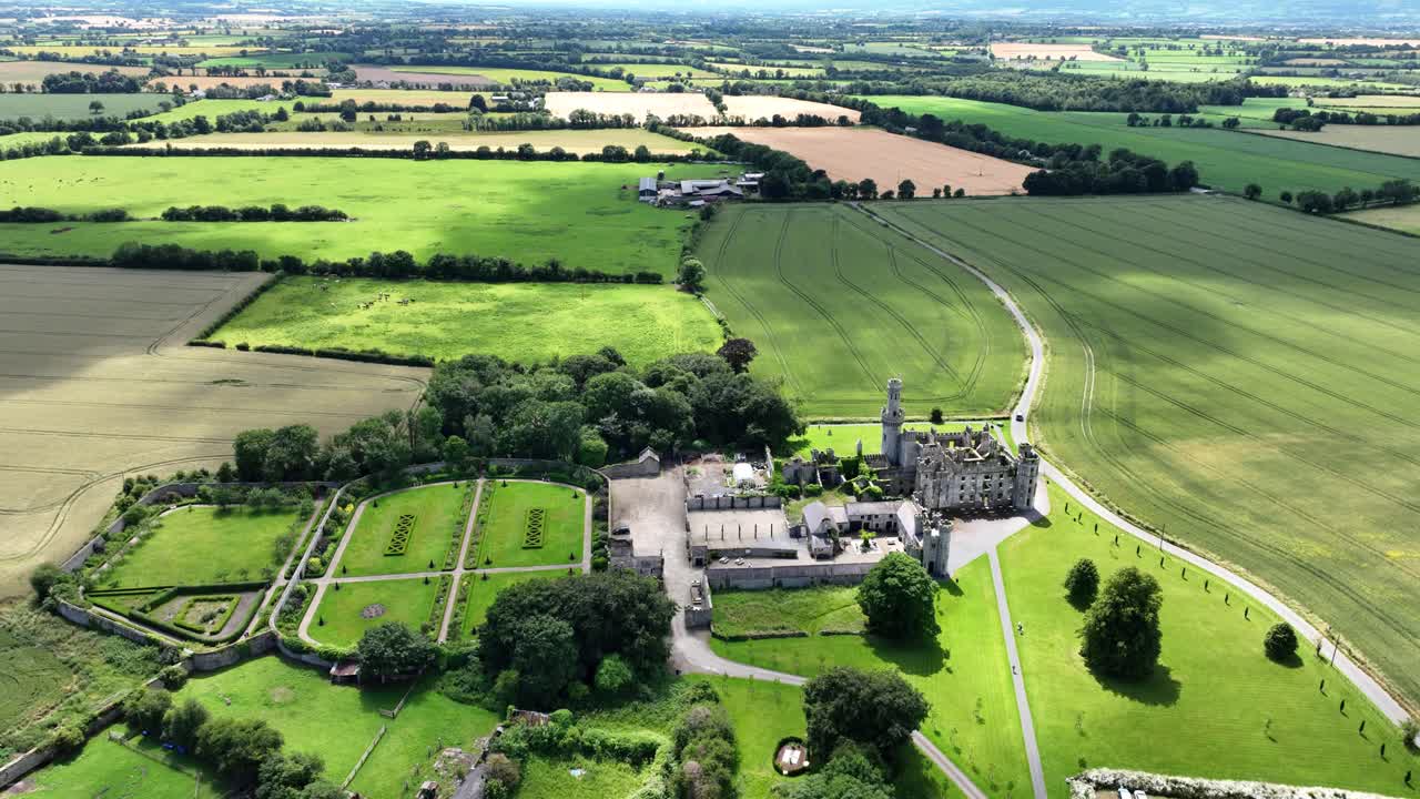 Aerial landscape of Ducketts Grove Castle carlow popular tourist destination in summer