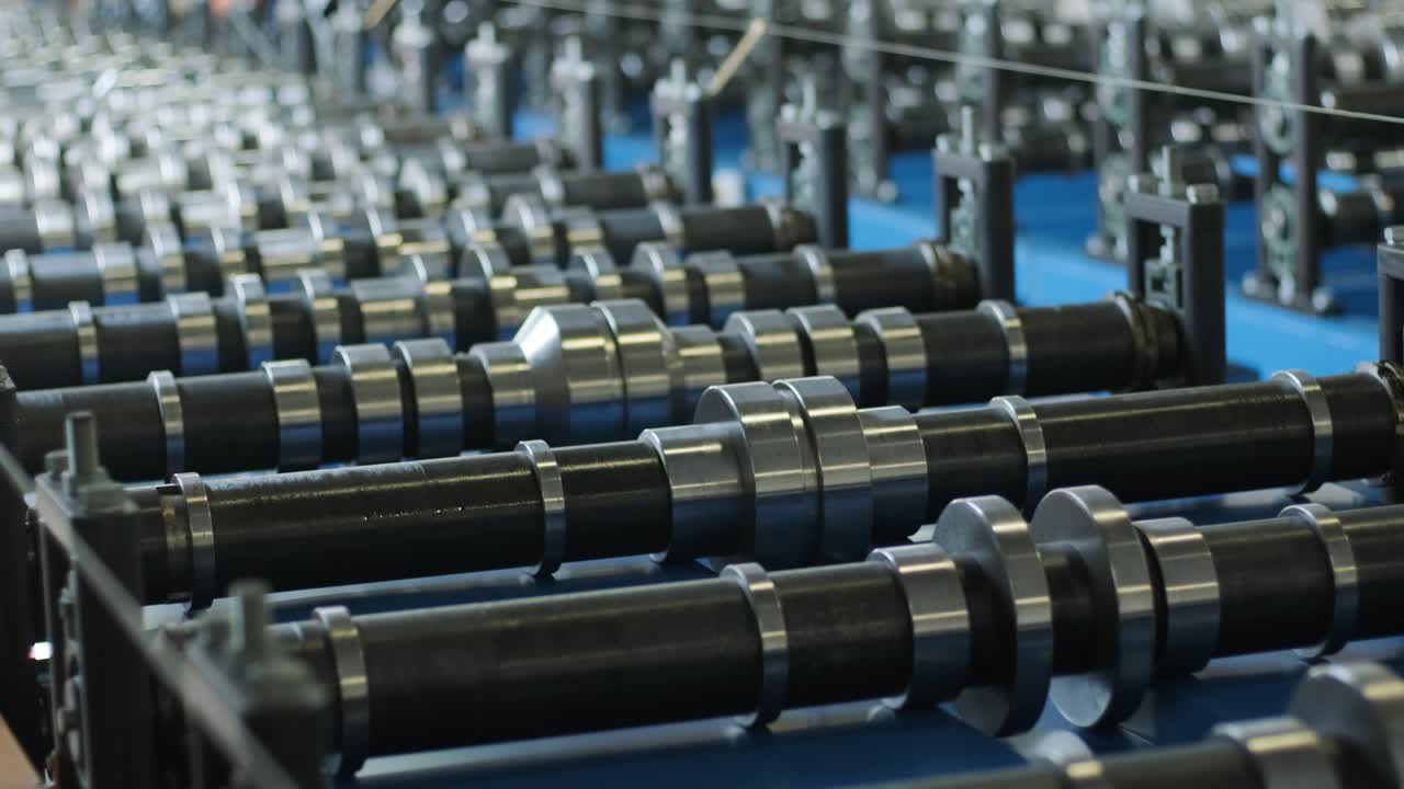 Metal sheet forming machine at the modern metalwork factory.