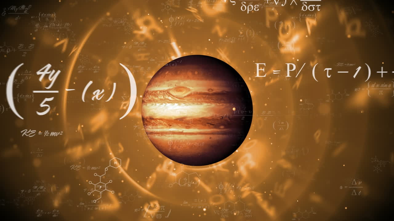 Animation of data processing over globe on orange background