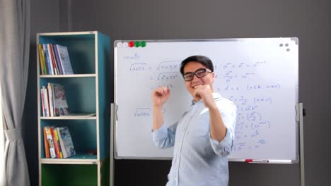asian teacher having fun