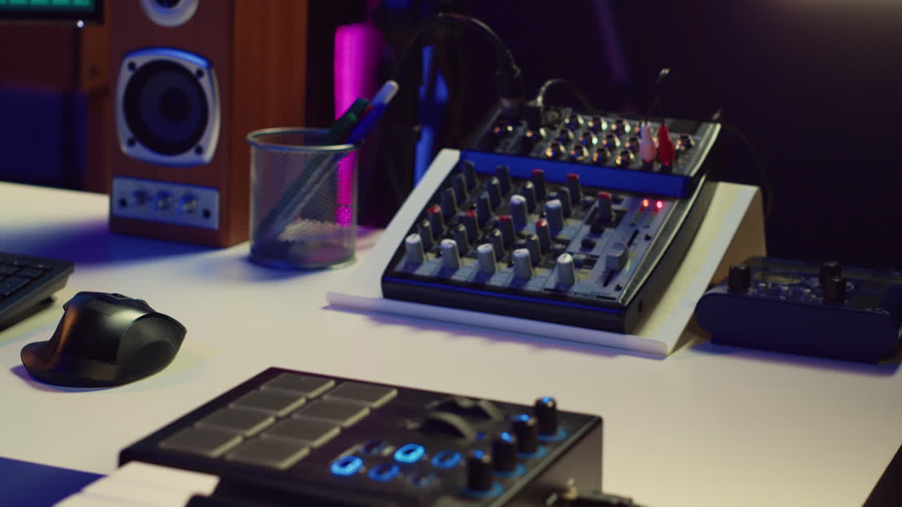 estudio doméstico vacío utilizado para grabar y mezclar música