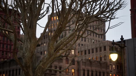 New-York-City-street-at-sunset-time