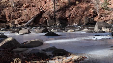 4k dolly of river in rocky mountains