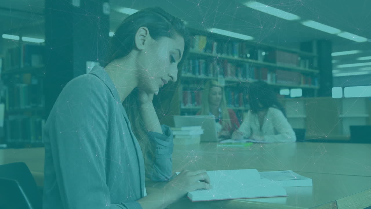 animación de la red de conexiones sobre el estudiante biracial en la biblioteca
