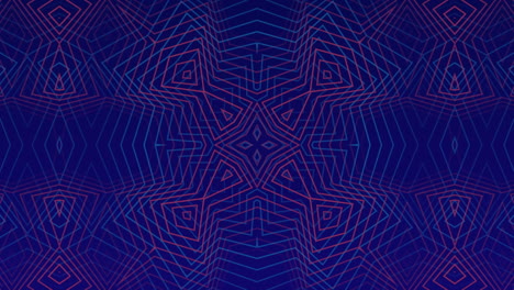 hexágonos parpadeantes sobre el caleidoscopio formas abstractas azules y rojas