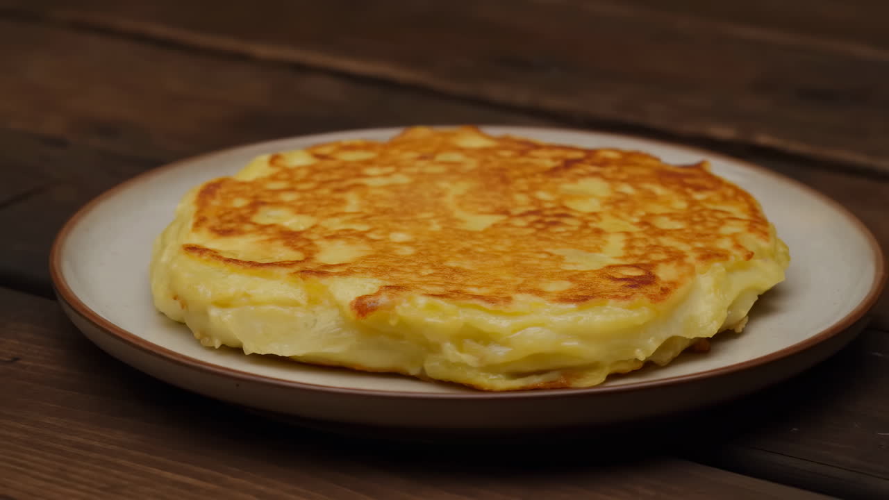 Golden Brown Potato Pancake on a Wooden Table