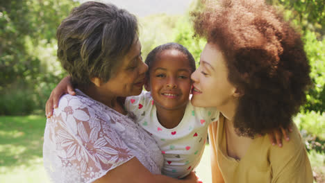 mixed race woman spending time with her mother and her daughter