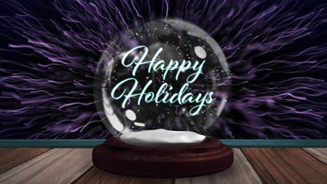 Animation-of-christmas-greetings-in-snow-globe-with-fireworks-and-snow-falling