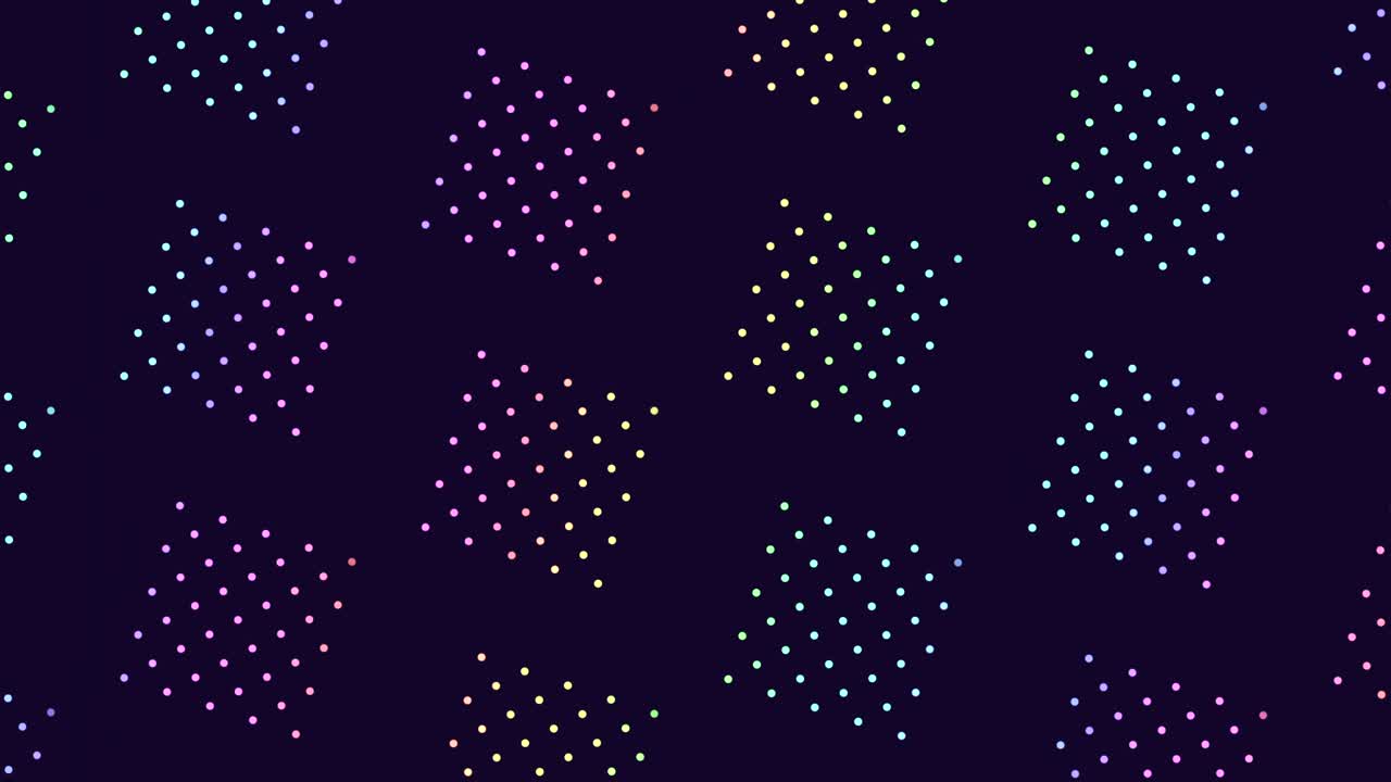 Motion rainbow dots and squares pattern