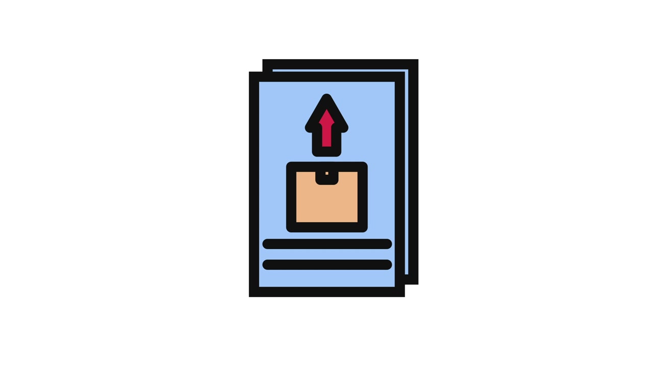 Animated Icon of Document Uploading a Box with an Arrow