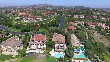 aerial drone footage over pelican hill in newport beach, orange county, california