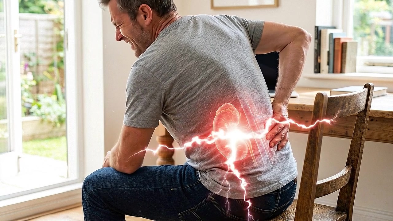 Man Suffering From Kidney Pain in Home Office