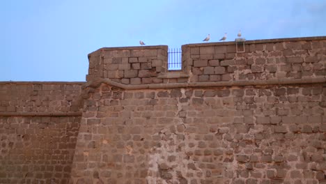 Closeup shot of brick architecture Brescou Fort in Cap d'Agde, France against blue sky
