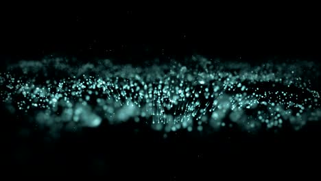 4k wave motion abstract of particles blue dust with stars on black background. background blue dot movement, seamless loop