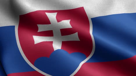 Closeup-waving-loop-4k-National-Flag-of-Slovakia