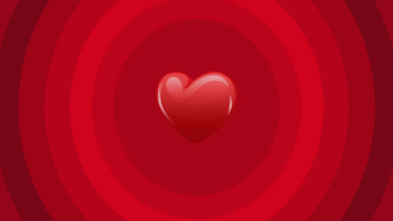 анимация сердца над красными кругами на красном фоне