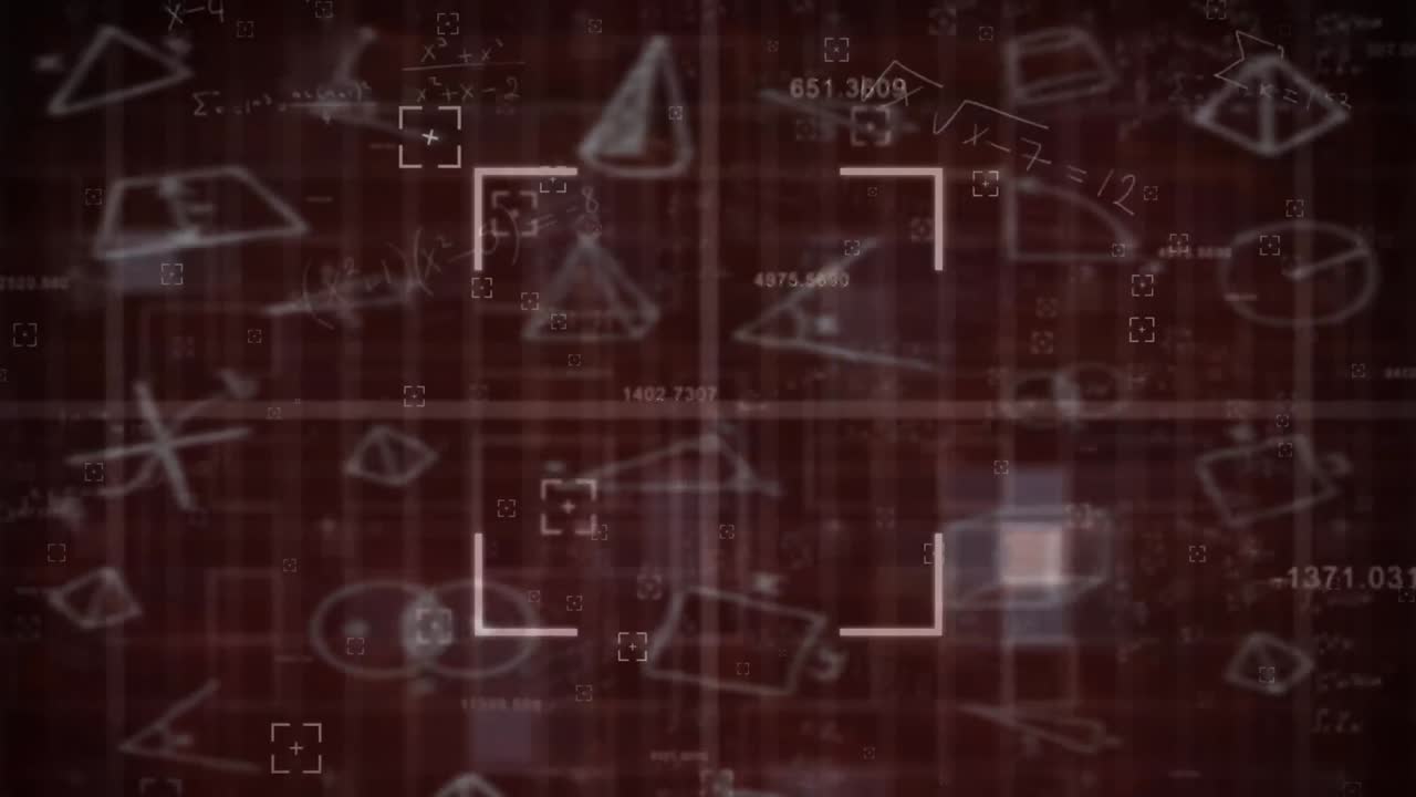 animación de ecuaciones matemáticas sobre formas en fondo negro