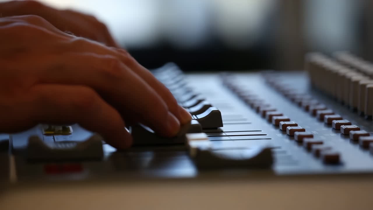 Hand on a sound mixer