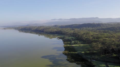 Aerial-stock-footage-of-Lake-Elementaita-shoreline