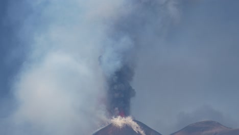 close shot of volcano mt. etna eruption in june 2025 in sicily, italy