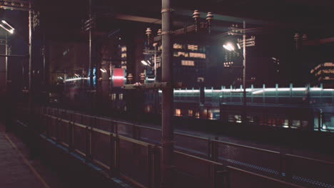 night scene of japan city with neon lights