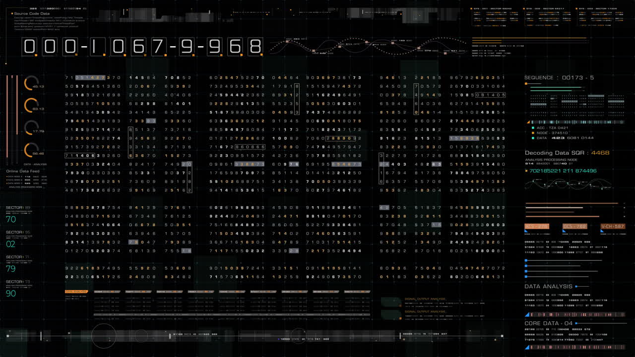 Futuristic hi-tech graphic user interface head up display with digital code and data info graphic telemetry information display for desktop screen background