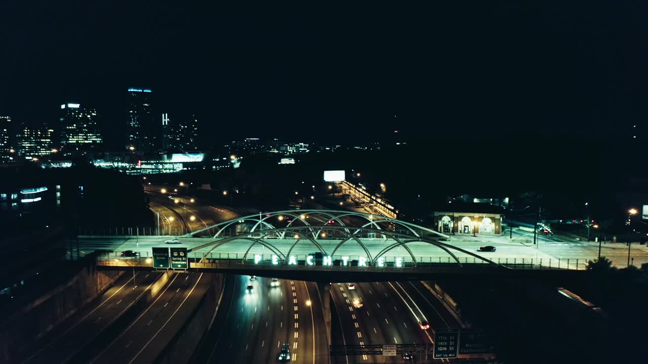 Night View of Peachtree Street Bridge in Atlanta