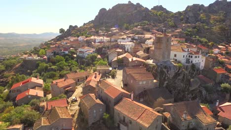 aerial view of a hilltop village in portugal