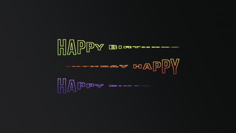 feliz cumpleaños con texto de neón en gradiente negro