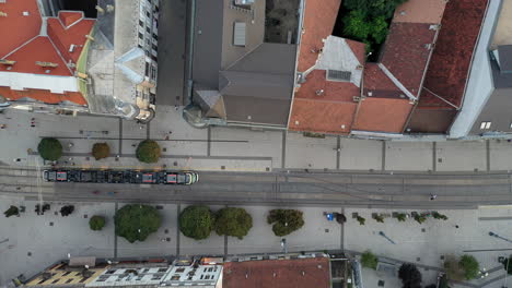 aerial view of a hungary miskolc city in the night