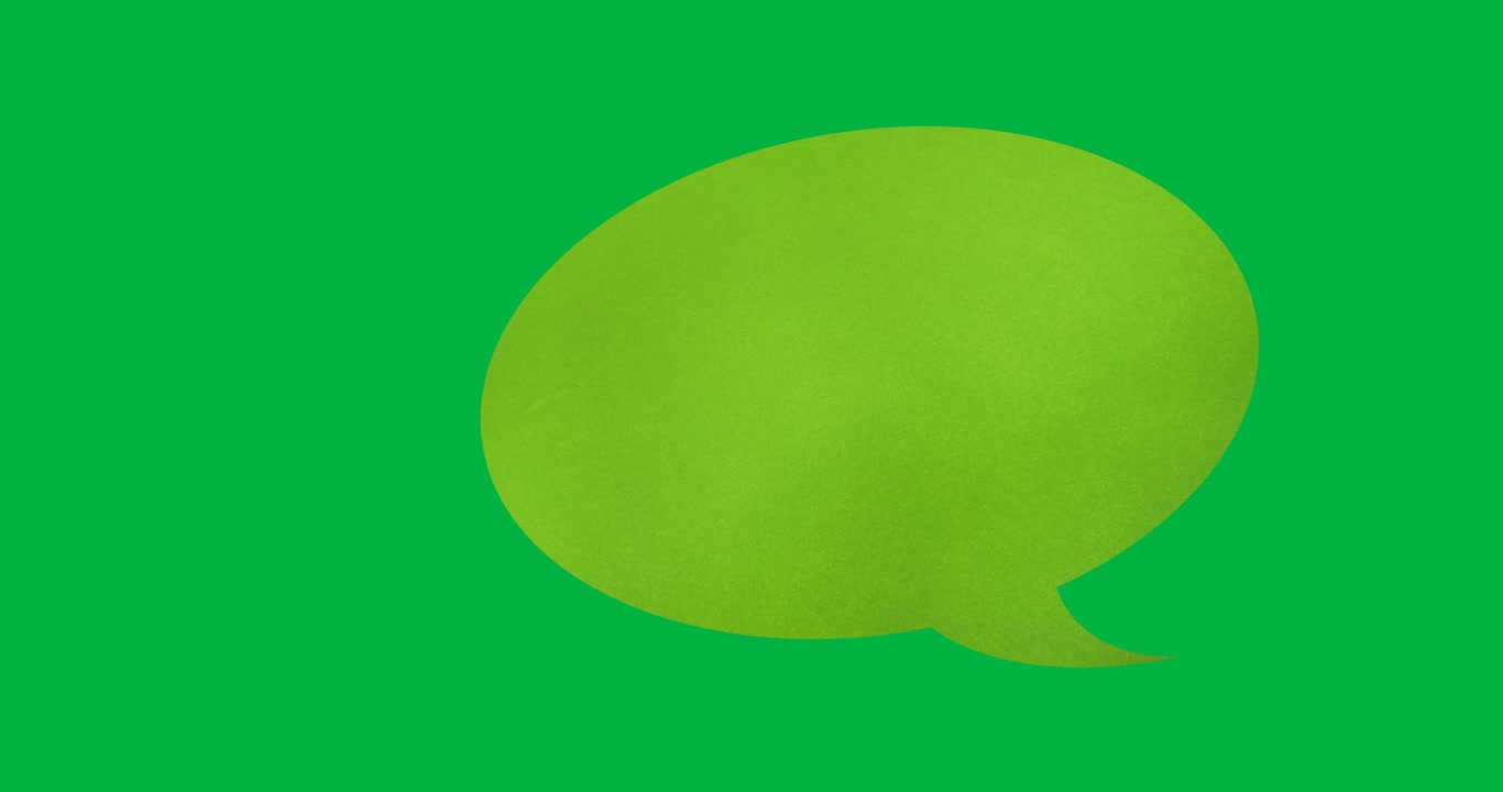 Digital animation of green blank speech bubble with copy space against black background