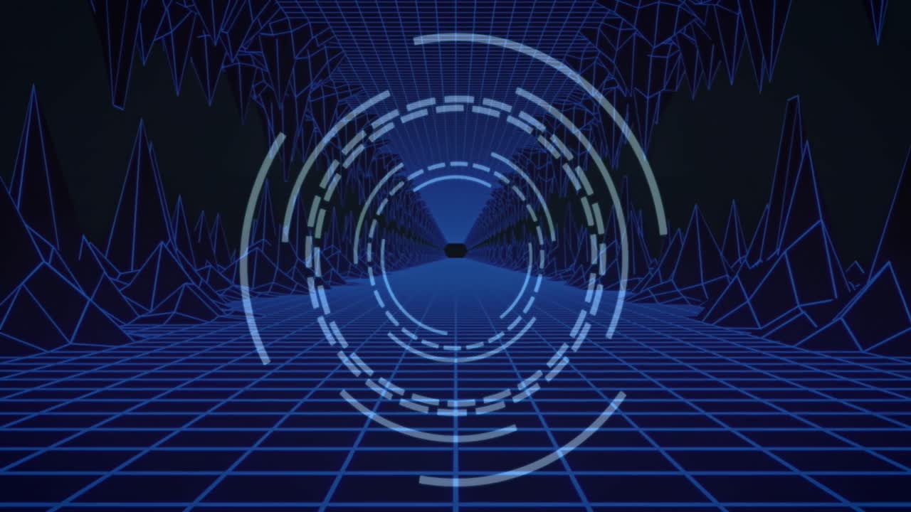 animación de escaneo de alcance y túnel sobre fondo negro