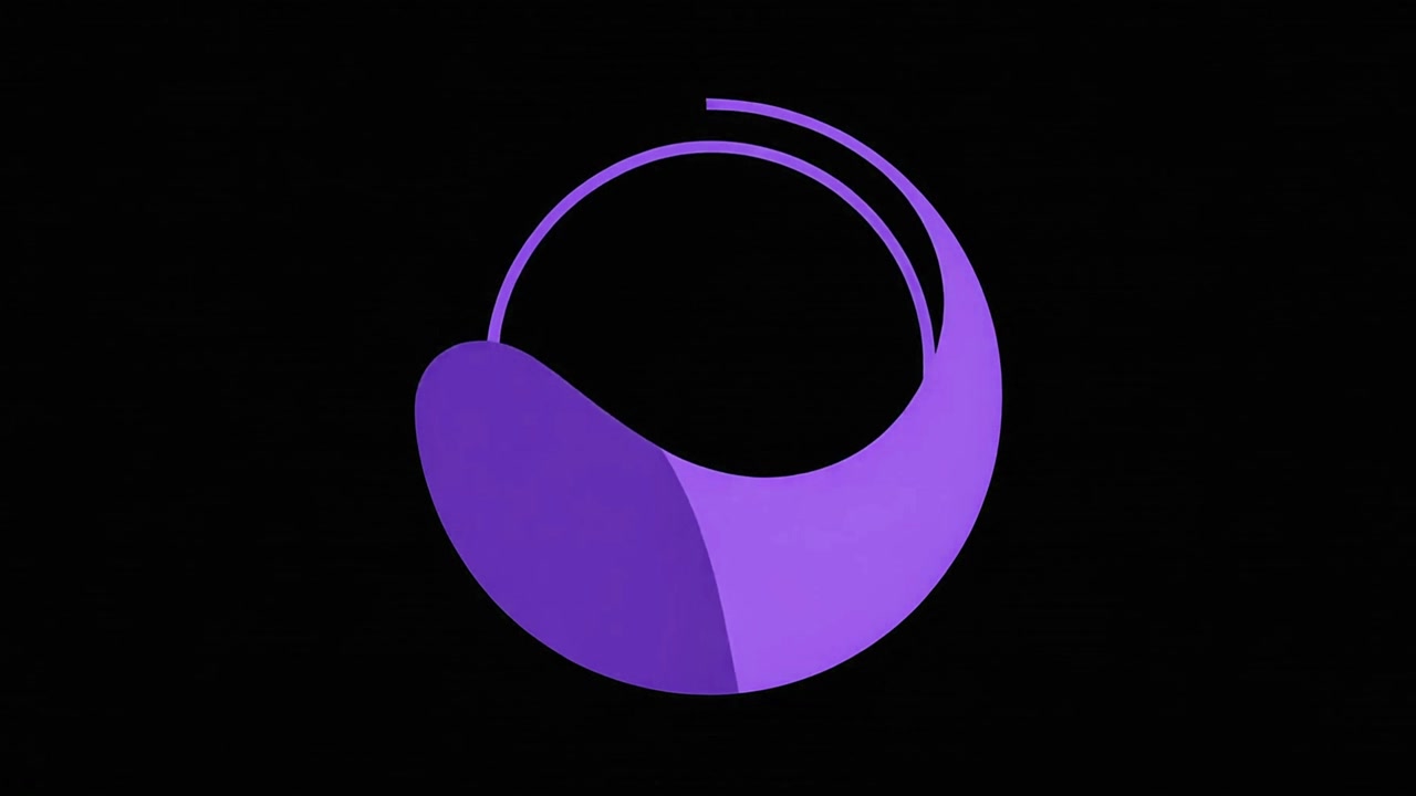 Abstract Purple Geometric Shape Rotating on Black Background