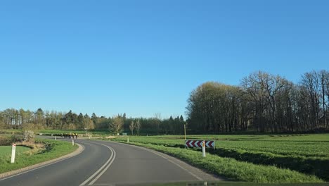 POV-drive-in-rural-Denmark-with-a-group-of-bikers-in-front-of-the-car