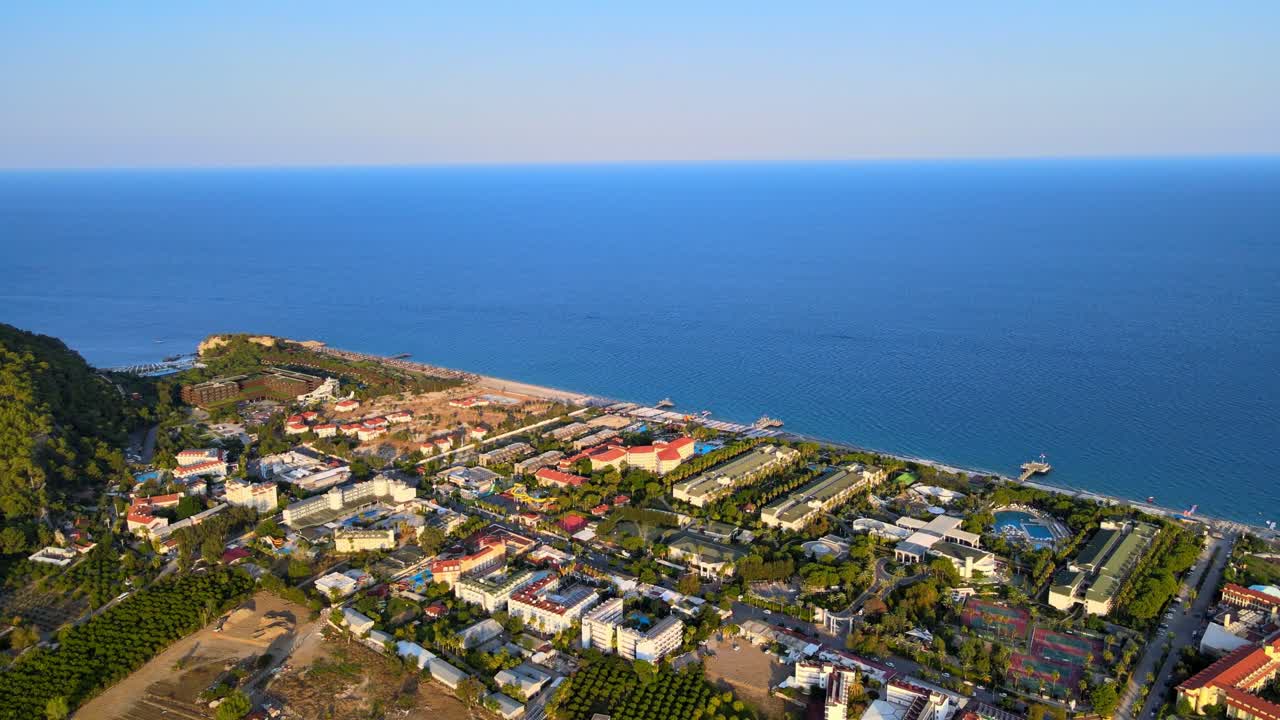 Aerial 4K drone footage of Kiriş- Kemer , and mountains &ndash; filmed in a vibrant summer time