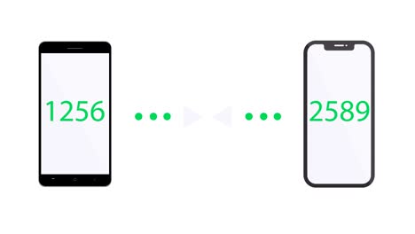 animación plana que representa los mensajes de texto entre dos teléfonos móviles