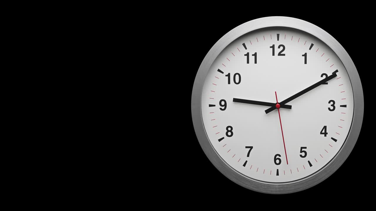 reloj gris time-lapse con flechas negras y rojas muestra el movimiento la velocidad del tiempo de 9.00 a ralentizar 11.00 con fondo negro, cómo el tiempo vuela concepto.