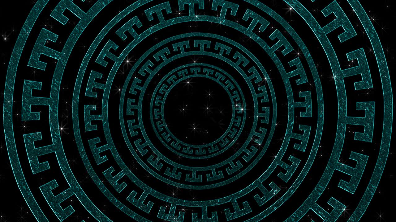 ornamento de los pueblos del norte. túnel de anillos giratorios. vidrio de colores.