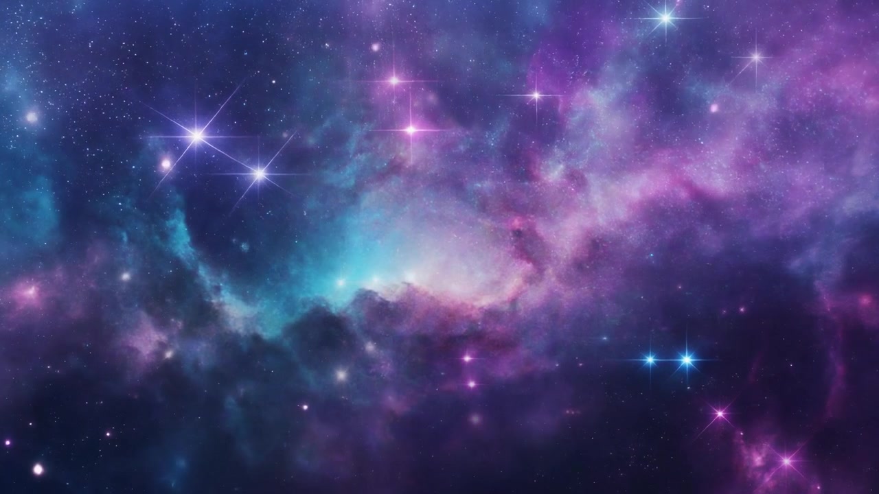 Vibrant Nebula Cloud with Glowing Stars in Deep Space