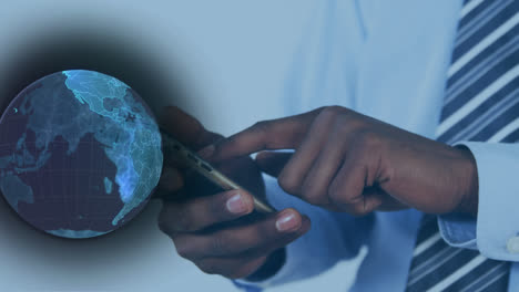 animation of globe over hands using smartphone