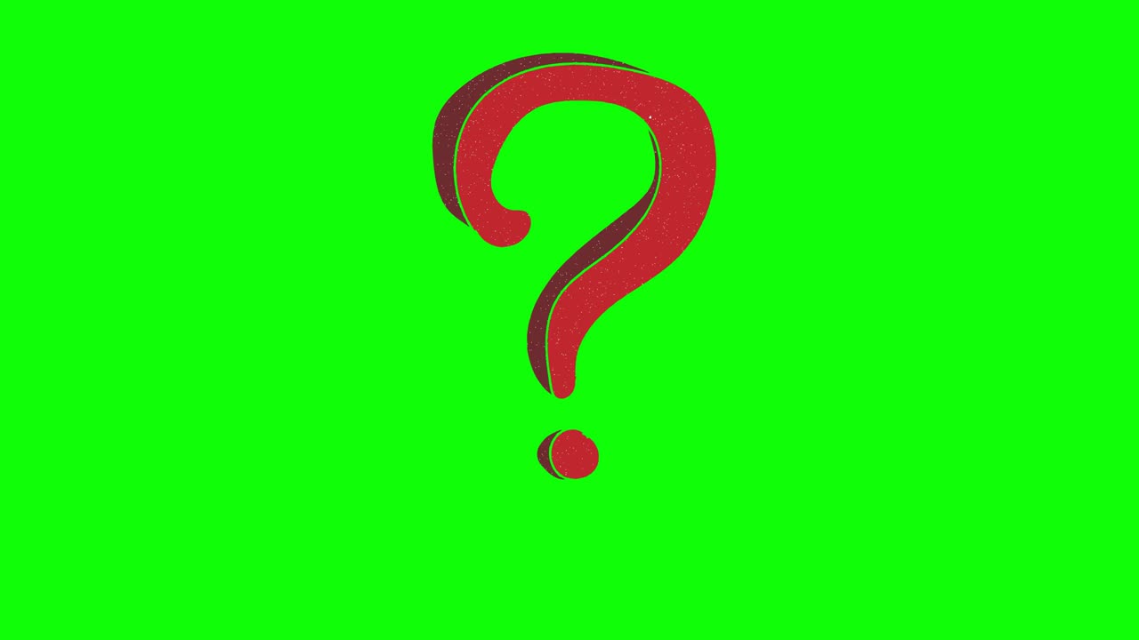 question mark hand drawn green screen. floating loop animation