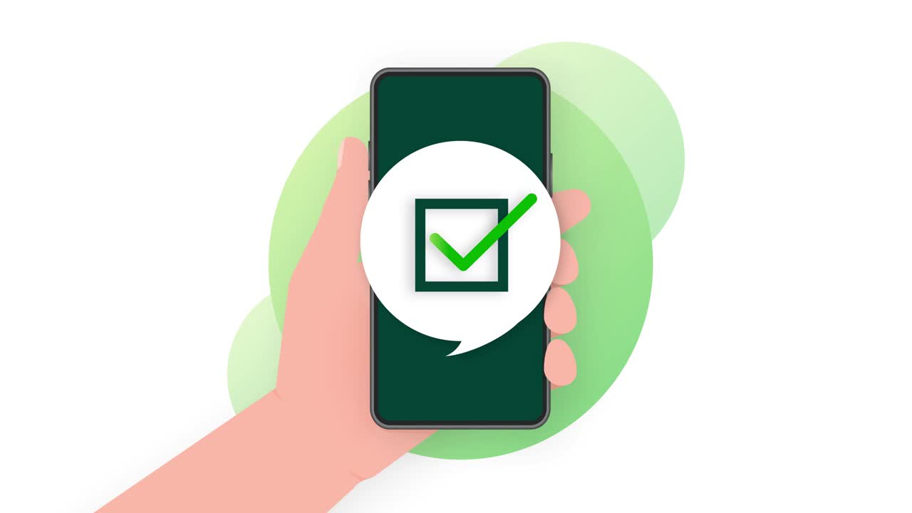 tiene teléfono de mano con signo seguro en la pantalla sobre fondo verde. gráficos de movimiento.