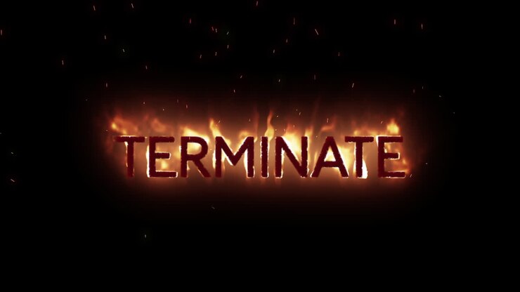 Termina, testo che appare in fiamme