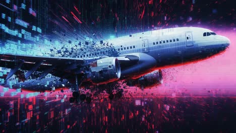 exploding airplane in digital art