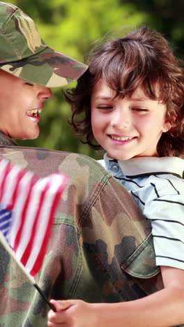 soldier reunited with her son