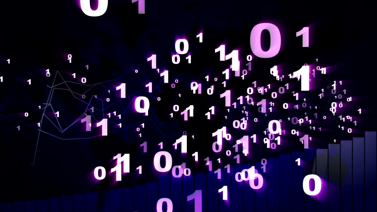 Binary Code Numbers, Animation, Rendering, Background, Loop