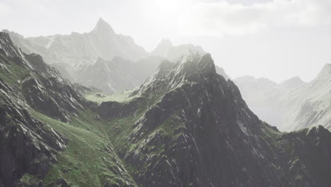 majestic mountains rise against a luminous sky in a breathtaking landscape