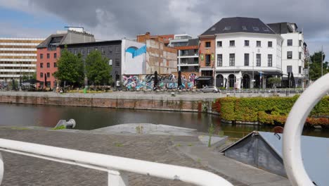 Vista-Panorámica-Del-Moderno-Barrio-&#39;Het-Eilandje&#39;-En-Amberes,-Bélgica